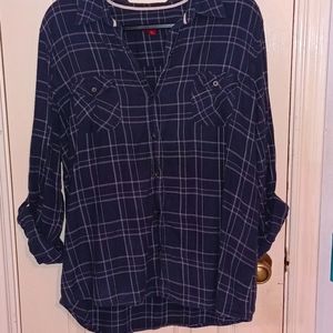 Navy Blue Plaid Shirt